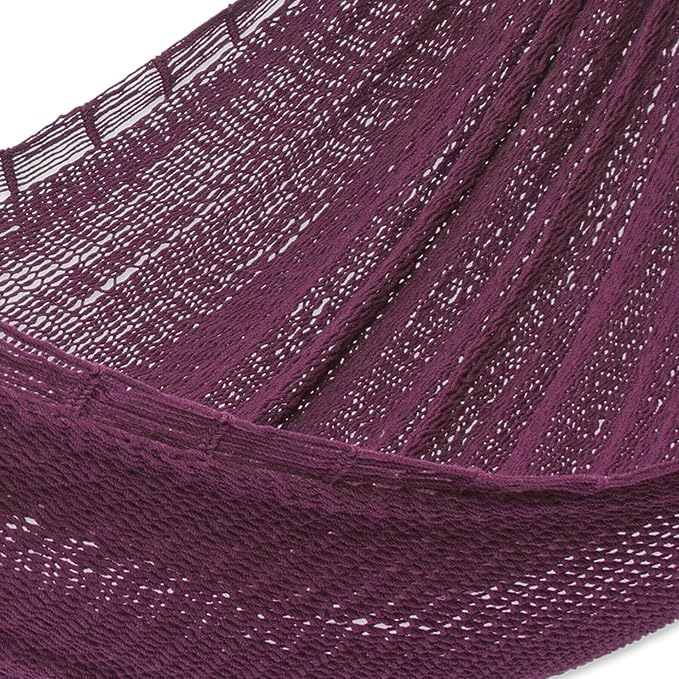 NOVICA Artisan Handwoven Cotton Rope Hammock Single Purple Mexico Mayan Solid [Bed Size 73in L x 67in W Total Length 146in L] ' Uxmal Mulberry' Single