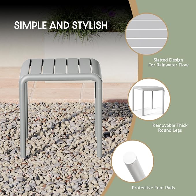 WestinTrends Playa Plastic Modern Outdoor Patio Accent Side Tables (Set of 2), Gray