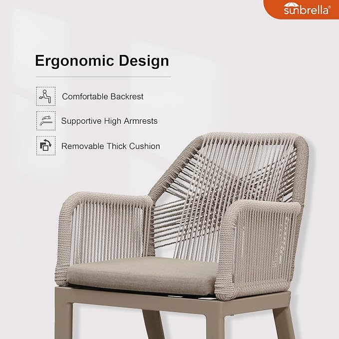 PURPLE LEAF 11 Pieces Patio Dining Set Aluminum Modern Oversize Rectangular Table and Rattan Arm Chairs with Cushions for Kitchen Porch Garden Outdoor Furniture Sets, Champagne