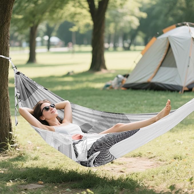 FRMG Elephant Bathing in The Bathtub Camping Hammock 500 lbs Capacity Portable Hammocks with Tree Straps & Attached Carry Bag, Camping Essentials Gear 2014140a
