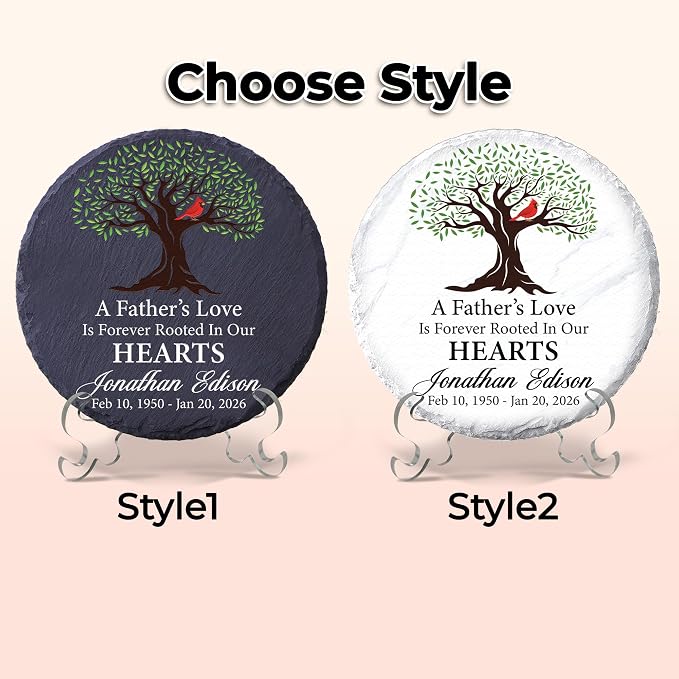 Personalized Memorial Garden Stone for Loss of Loved One, Garden Stones in Memory of Dad Mom, Sympathy Gift, Weatherproof Outdoor Memorial Plaques Stones for Grave, Remembrance Natural Stone