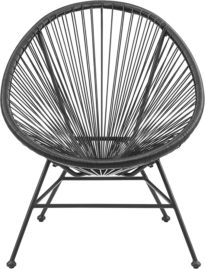 Linon Charleston Black Woven Hammock Style Outdoor Chair with Metal Frame