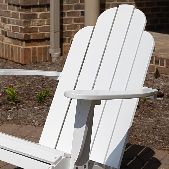 Linon Jayde White Solid Wood Outdoor Adirondack Rocking Chair Set of 2