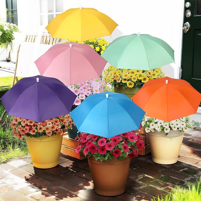 VZZNN 6 Pack Plant Umbrellas for Outdoor Plants, Garden Umbrella Shade for Potted Plants and Garden Beds, Sun Shade Cover to Defend Plants From Blazing Sun
