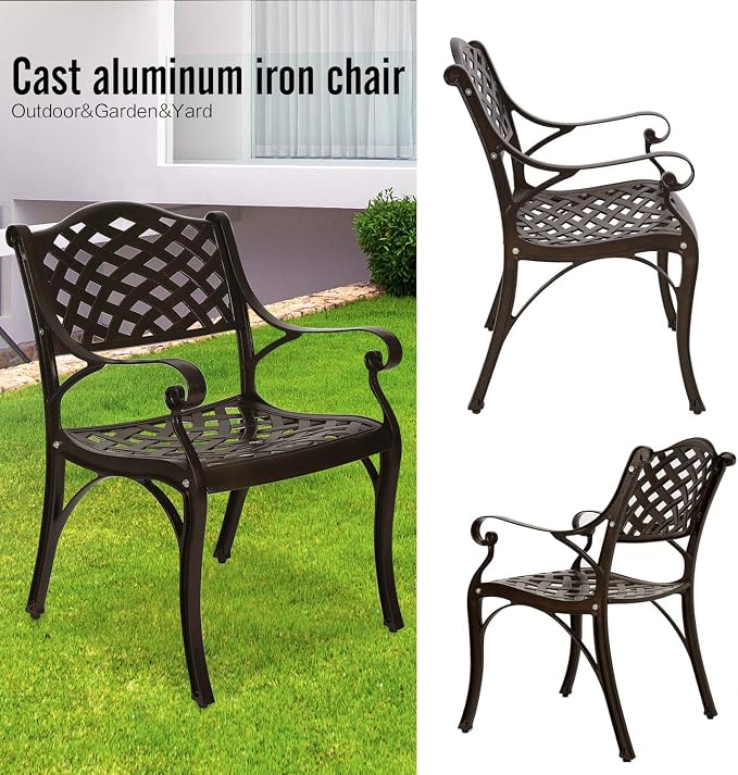 YUSING 3 Piece Outdoor Patio Bistro Set,35" Bistro Dining Table and 2 Backyard Garden Chairs,Furniture Set for Kitchen,Garden,Yard