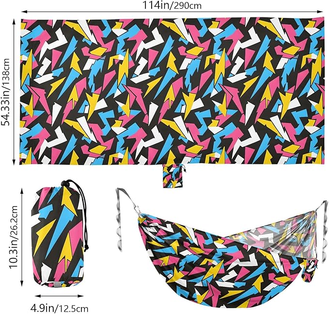 Camping Hammock Outdoor Hammocks for Outside Lightning Beach Trees Portable Lightweight with Pockets Tree Straps Indoor