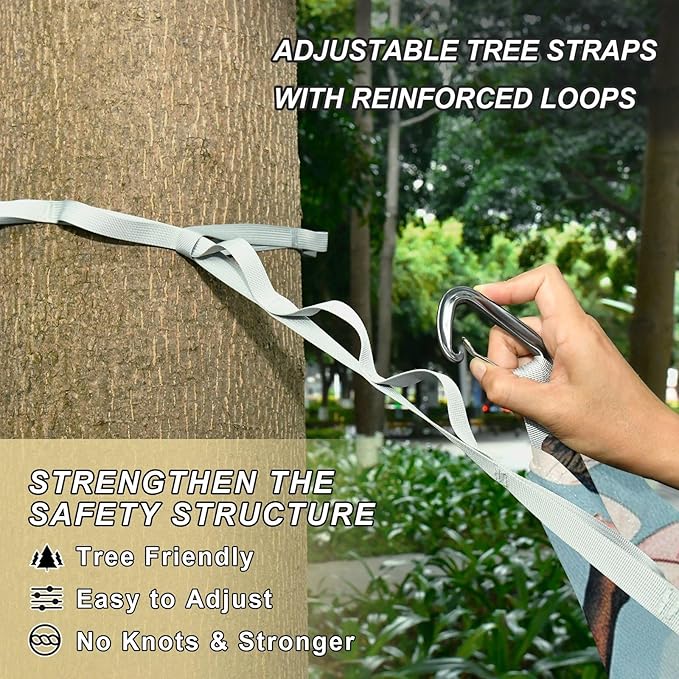 Japanese Cherry Pink Blossom 330lb Capacity Outdoor Hammock with Tree Straps Swing Hammock for Outside Patio Garden Silla colgante para Patio Exterior