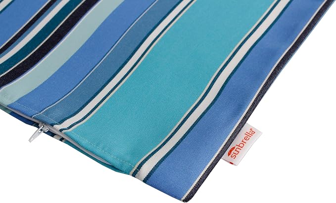 Outdoor/Indoor Sunbrella Throw Pillow Cover Only Square Set of 2 Pieces 18 inch x 18 inch Dolce Oasis Stripe - Insert Not Included, Teal