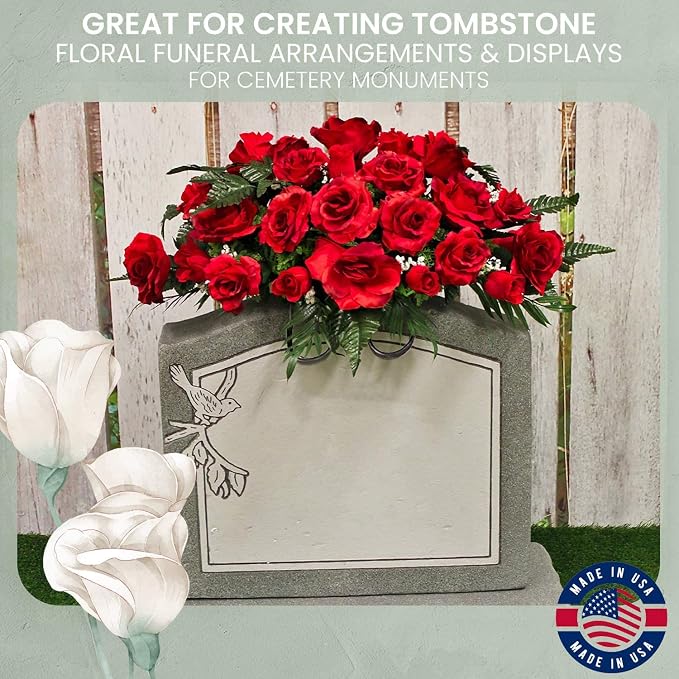 2 Pack 12 Inch Wire Headstone Saddle with Foam Attached Rustproof Galvanized Cemetery Gravestone Saddle Made in USA