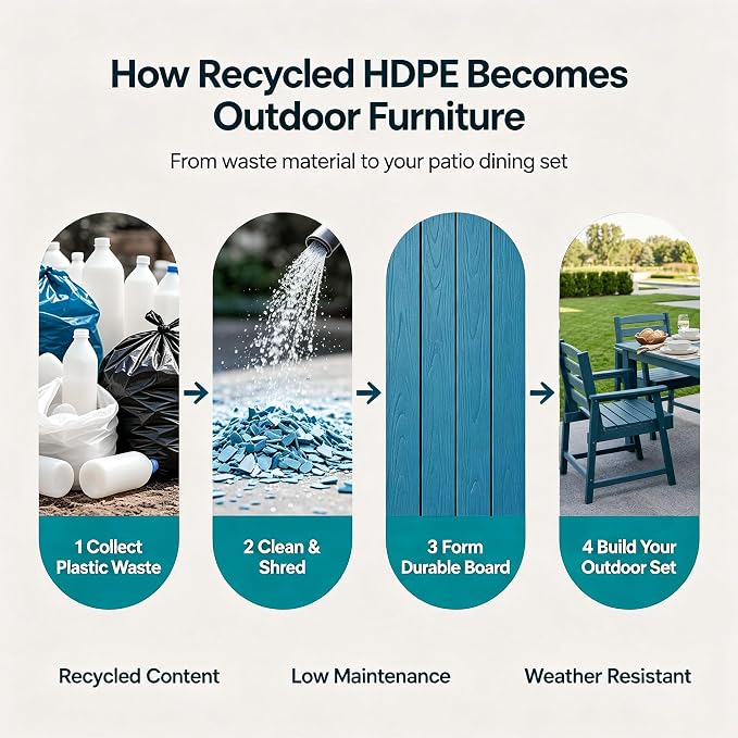 LOUNZY 11 Piece Patio Dining Set for 10, Outdoor Table and Chairs, Navy | 89.4“ table,Spacious 10 person outdoor table and chairs set, HDPE structure, built for entertaining and family events