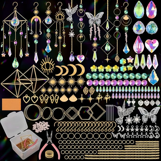 500 Pcs DIY Suncatchers Kits for Adults, Crystal Sun Catchers Rainbow Maker, Art and Crafts for Adults, Hanging Decorative Suncatchers for Windows, Home, Parties and Weddings