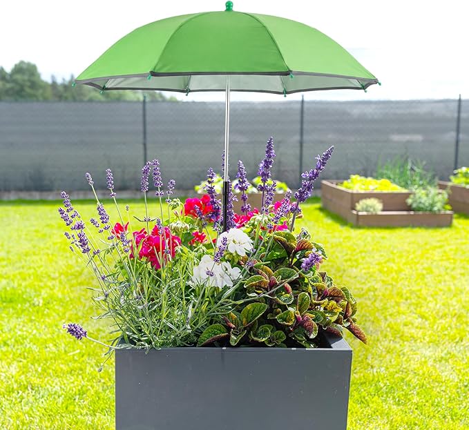 Prudiut Plant Umbrellas for Outdoor Plants, UV Garden Umbrella Shade from Intense Sunlight, Adjustable Height Plant Shade Umbrella with Reflective Strip for Potted Plants, Garden Bed and Flower Pot