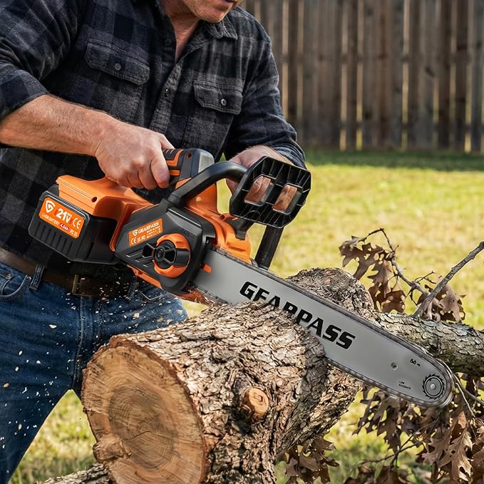 42V 16-Inch Cordless Chainsaw with 2x 4.5Ah Battery & Dual Fast Charger, Brushless Electric Chain Saw, Tool-Free Tensioning, Auto Oiling, Chain Brake, for Tree Wood Cutting Yard Work