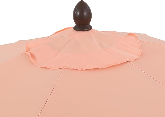 JONATHAN Y UMB1001 Collins 9 ft. Classic Cottage Tassel Market Patio Umbrella with Auto-Tilt, Crank, Wind Vent and UV Protection