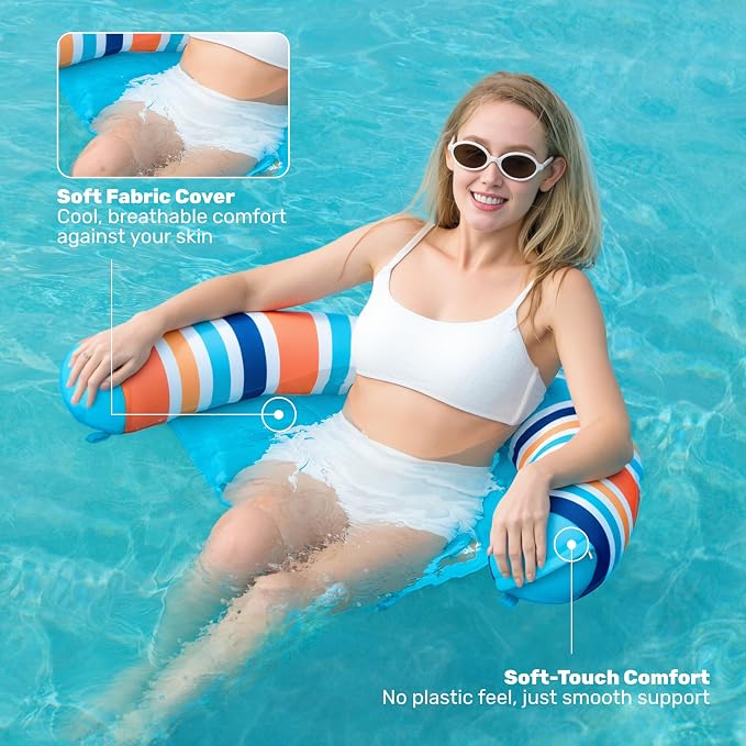 SLOOSH Inflatable Pool Noodle Chair, 3 Packs Pool Floats Noodle Sling Floatie, Swimming Party Floating Chair for Adult Party Summer Water Fun