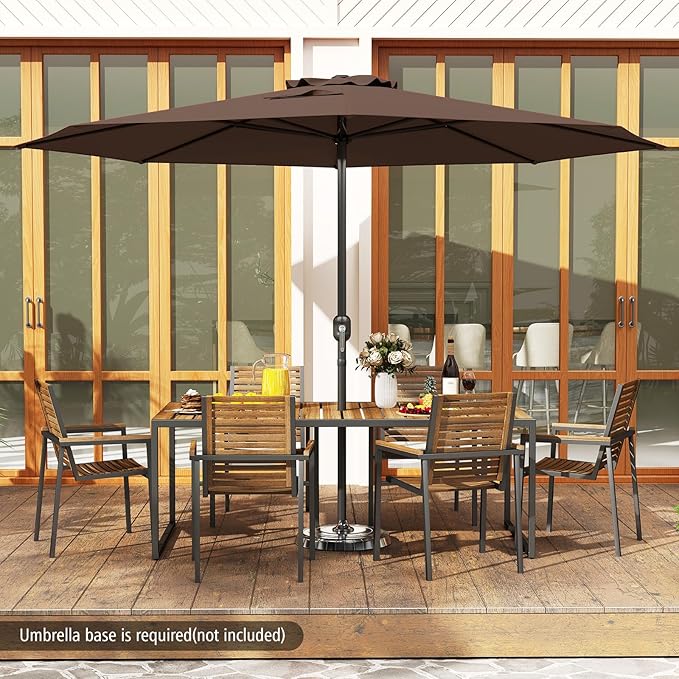 HAPPYGRILL 12 FT Patio Umbrella with Crank Handle, Outdoor Market Umbrella with 8 Sturdy Ribs, Vented Large Table Umbrella, Sun-Protective Canopy for Garden Backyard Deck Pool