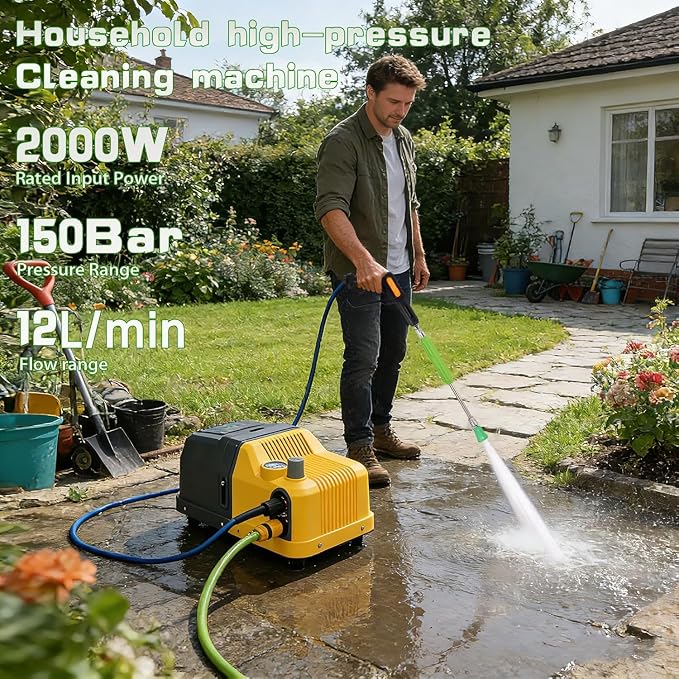 YOKING Pressure Washer, 2200 Max PSI 3.2 GPM, with TSS, Permanent Magnet Brushless Motor, 40ft Hose, ETL Certified, Horizontal Triplex Pump, Convenient Carry Handle for Home, Cars