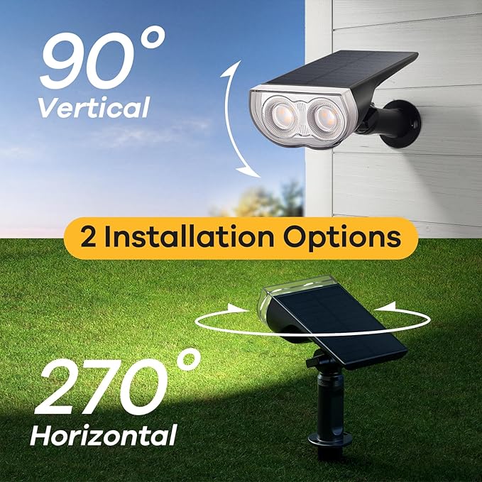 Consciot Solar Spotlights Outdoor, Daylight IP67 Waterproof 2-in-1 Solar Spot Lights, Durable Christmas Decorations Lights for Garden Yard Pathway Driveway Porch Walkway, Auto On/Off, 6 Pack