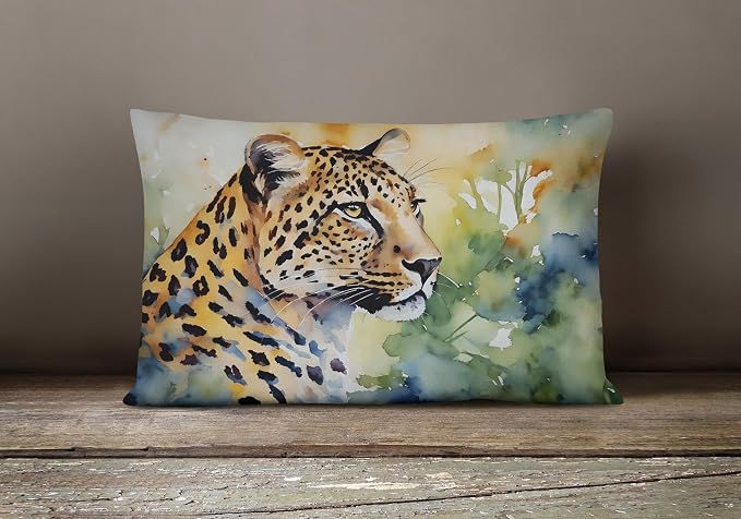 Caroline's Treasures DAC2944PW1216 Leopard Throw Pillow Machine Washable, Indoor Outdoor Decorative Pillow for Couch, Bed or Patio, 12HX16W
