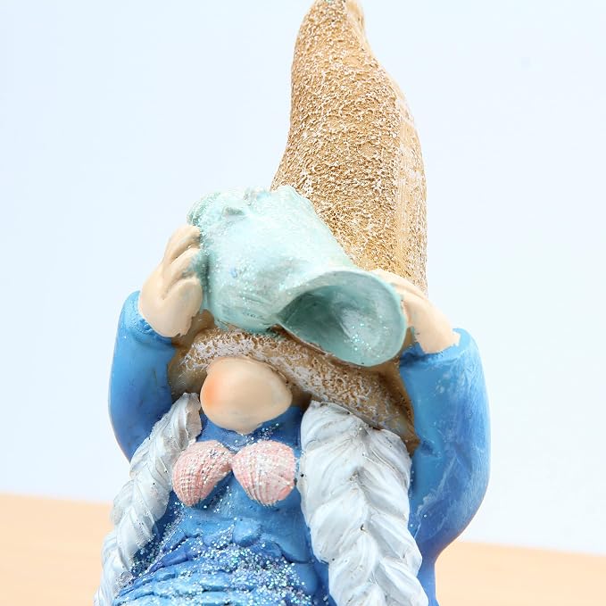 Mermaid Gnome Statue Garden Decor,Beach Gnomes Figurine for Outdoor Indoor | Garden Gnomes Outdoor Decor for Planter, Patio, or Yard ,7.8” Mermaid Gnomes Decor,Gnome Gifts Beach Decor for Home Bathroom