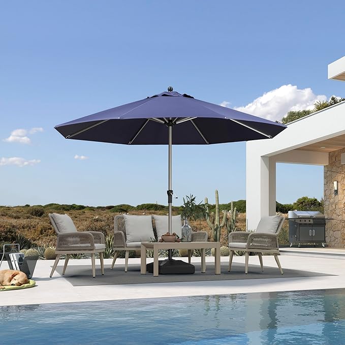 PURPLE LEAF 11' Round Patio Umbrella, Aluminum Outdoor Umbrella for 3 Year Fade Resistant, Sturdy Market Umbrella for Deck Garden, Patio, or Lawn