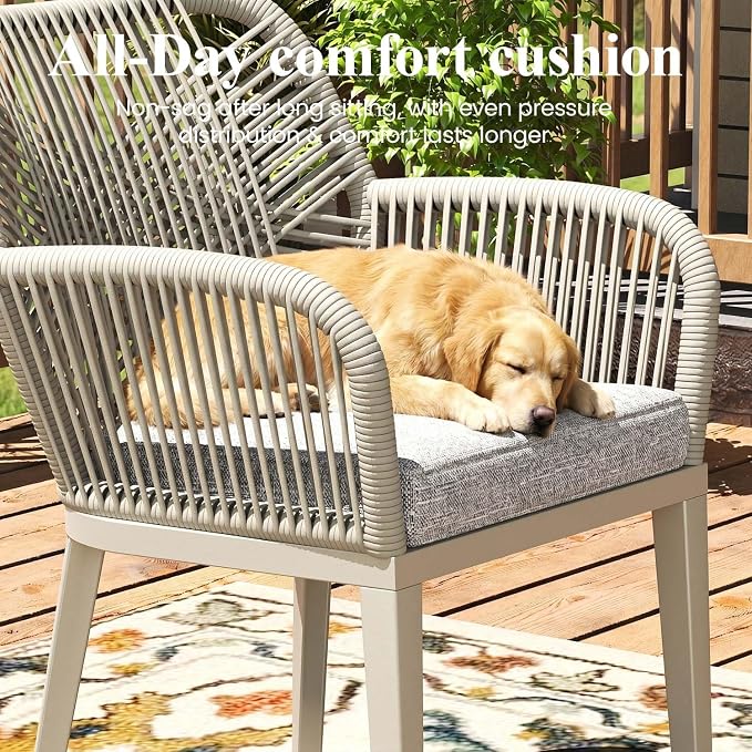 LayinSun Outdoor Dining Set for 8, 9 Pieces Patio Furniture Sets with Aluminum Dining Table and Rope Weave Chairs