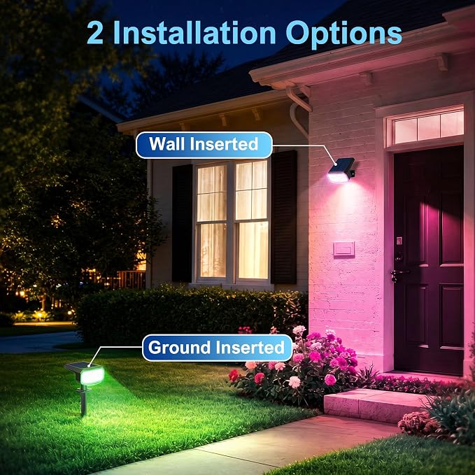 JEJOT Solar Spot Lights Outdoor Waterproof,6 Pack,8 Lighting Modes Solar Spotlights, Solar Lights for Yard Garden Lawn Landscape,Multicolor