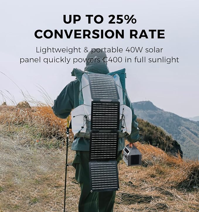 UDPOWER C400 400W Portable Power Station(Solar Panel Option) l 256Wh LiFePO4 Battery, 800W Surge| AC Outlet,USB-C,12V DC | for Camping, RV, Emergency Backup
