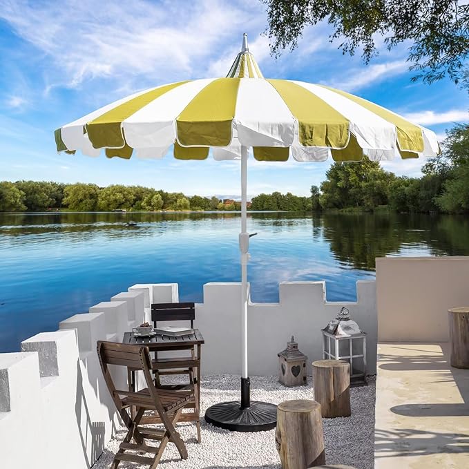 8Ft Patio Pagoda Umbrella, UV Protect Pool Umbrellas with Heavy Duty Pole, Outdoor Market Umbrella for Holiday Garden Backyard