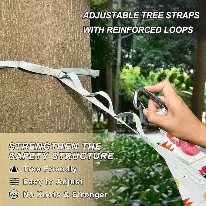 Camping Hammock Outdoor Hammocks for Outside Stick Figure Flowers Beach Trees Portable Lightweight with Pockets Tree Straps Indoor Small