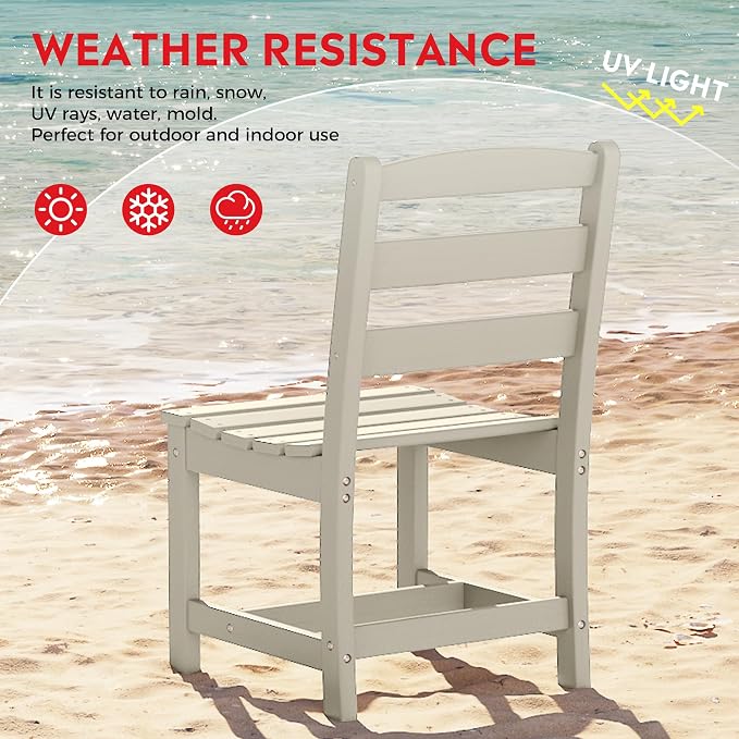 Costaelm Palms 5-Piece HDPE Outdoor Square Patio Dining Table Set with Armless Side Chairs, Sand
