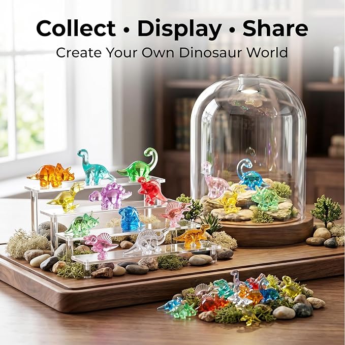Mini Dinosaur Figurines, Resin Mini Animals Bulk, Tiny Dinosaur Statues for Desk Decor, Party Favors, Collectible Decorations & Treasure Hunt Games (200pcs)