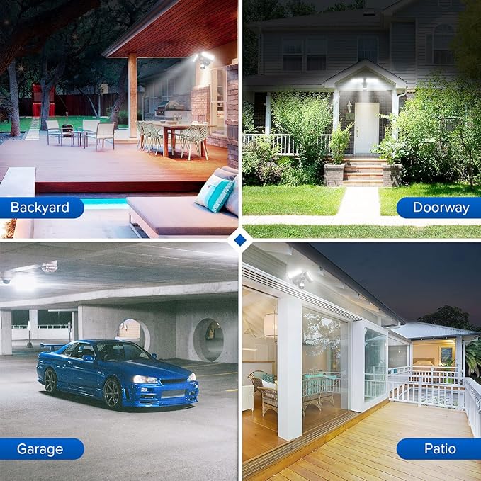 SANSI 38W 5000LM Motion Sensor Outdoor Lights, Flood Light Outdoor Detector with 4 Mode Adjustable, 500W Equiv 5000K Dusk to Dawn, IP65 Waterproof, Motion Sensor Lights for Garage, Yard, Porch (Black)
