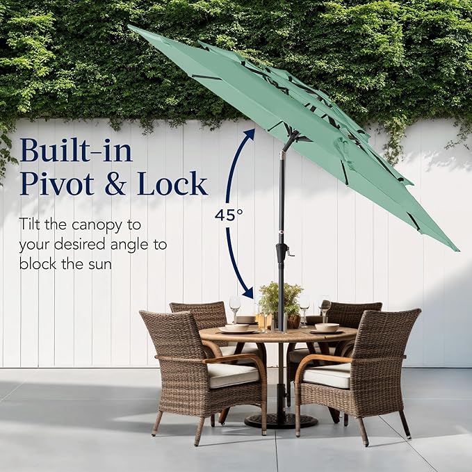 Best Choice Products 10ft 3-Tier Market Patio Umbrella, Outdoor Sun Shade with Tilt, Crank Lift, 8 Ribs for Backyard, Deck, Poolside