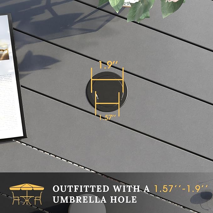 VICLLAX 5 Pieces Patio Dining Set, 4 Seats Outdoor Furniture Includes 37.8" Square Outdoor Table and 4 Swivel Patio Chairs, Grey Tabletop and Fabric