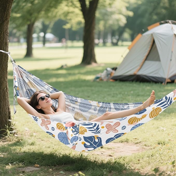 Camping Hammock Outdoor Hammocks for Outside Shell Plants Leaf Beach Beach Trees Portable Lightweight with Pockets Tree Straps Indoor