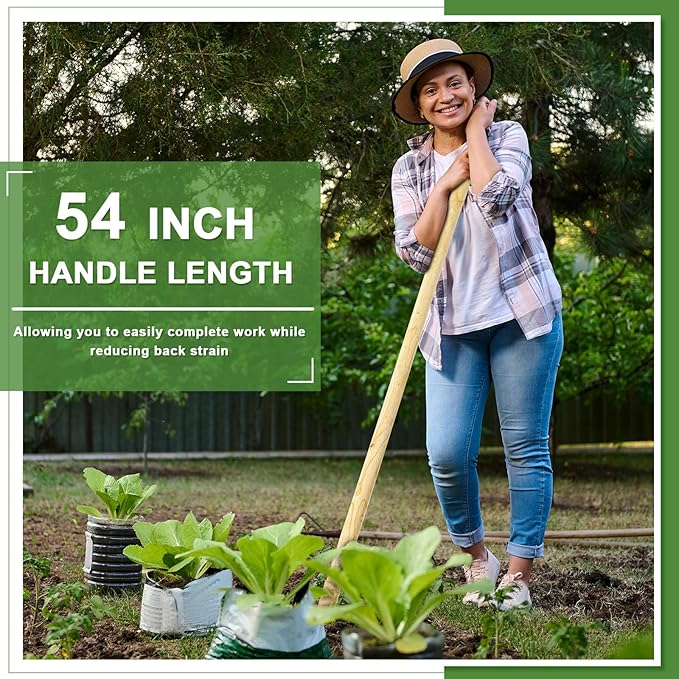 Lasnten 2 Pcs Solid Wood Replacement Handle for Round Eye Hoe 54 Inches/ 137 cm Grub Hoe Handle for Garden Shovel Tool Digging Spading Fork Rake Gardening Weeding, natural