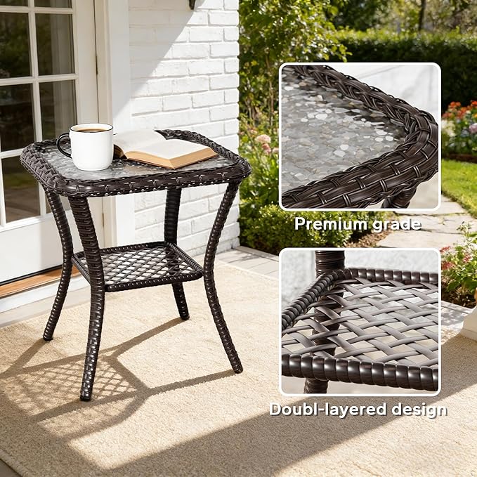 6 Piece Patio Wicker Conversation Set, All-Weather Use Outdoor Wicker Sofa with 2 PE Rattan Ottomans,2 Swivel Chair, 1 Side Table, Ideal for Porch, Backyard, Balcony, Poolside, Blue