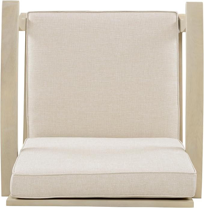 Christopher Knight Home Ace 4-Piece Outdoor Patio Furniture Set, Acacia Wood Patio Conversation Set with Loveseat, Accent Chairs And Coffee Table, 4-Seater Patio Sofa Set With Cushion,Light White+Sand