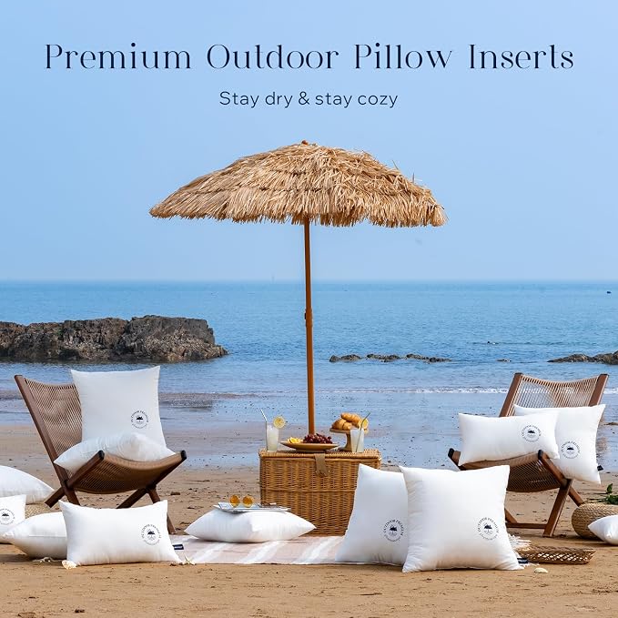 Phantoscope 20x20 Outdoor Pillow Inserts, Waterproof Outdoor Pillows 4-Pack | Water Resistant Outdoor Throw Pillow Inserts, Hypoallergenic Decorative Pillow Stuffers for Patio, Porch, Garden, Logo Design