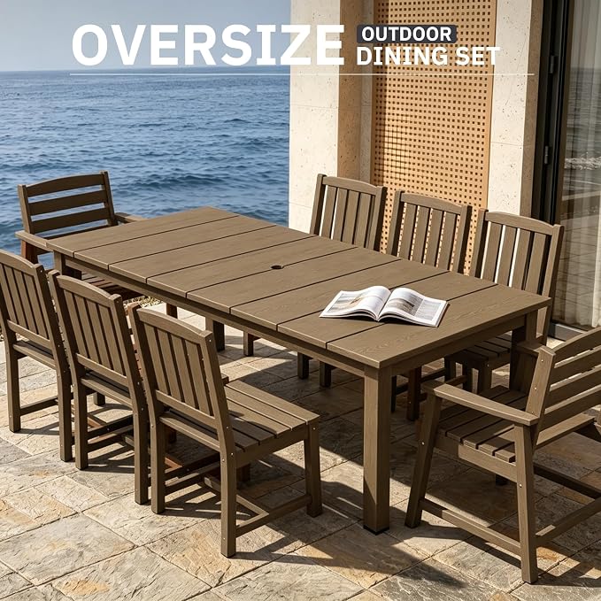 AreShark Patio Dining Chair Set of 2,All Weather HDPE Outdoor Dining Armchairs with Wide Seat and Backrest,Weatherproof Patio Chairs for Garden,Backyard,Deck,Brown