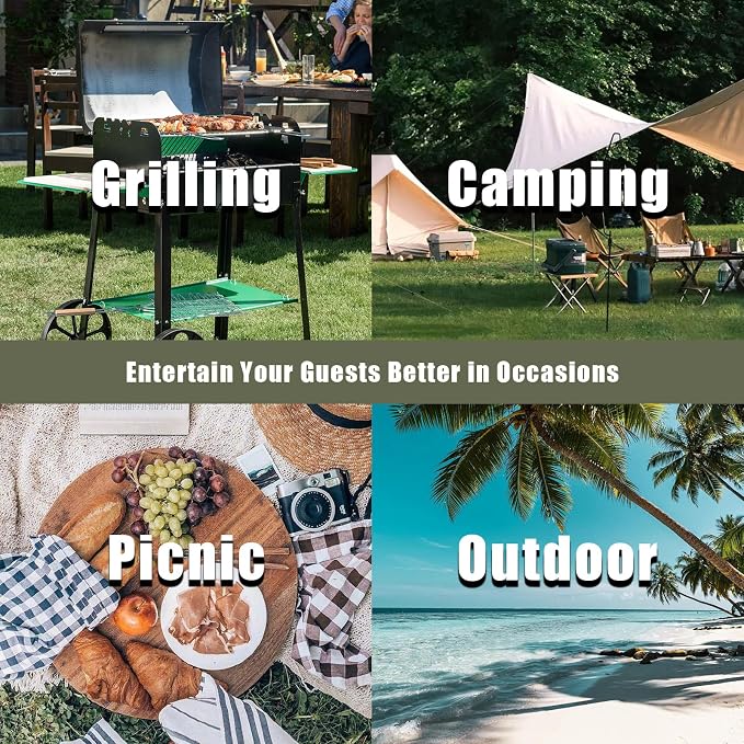 2 Tiers Portable Folding ice Cooler Table with Storage Rack & Drain Hose, Perfect Picnic Table for Camping, Beach, Backyard Parties, Weddings, Events, White