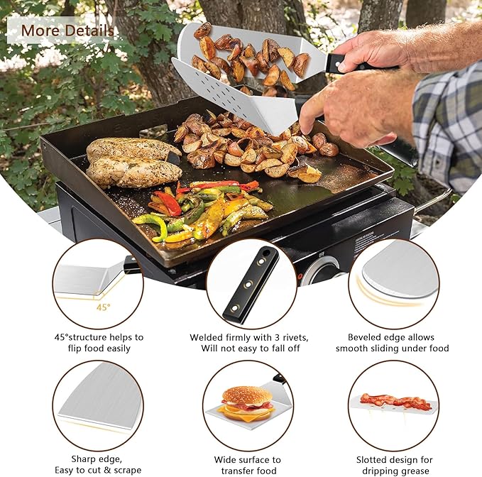 25Pcs Griddle Accessories Kit for Blackstone, Joyfair Stainless Steel Flattop Grilling Spatula Accessory Tools Set with Smash Burger Press Basting Cover for Outdoor BBQ Hibachi Cooking (ABS Handle)