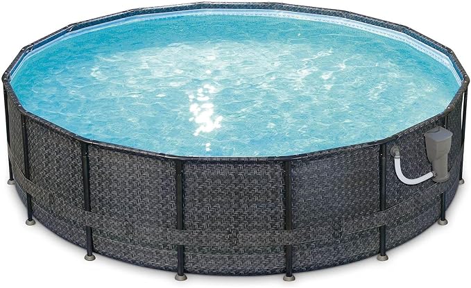 Summer Waves P4A01648B 16ft x 48in Above Ground Frame Outdoor Swimming Pool Set w/ Filter Pump, Pool Cover, Ladder, Ground Cloth, & Maintenance Kit