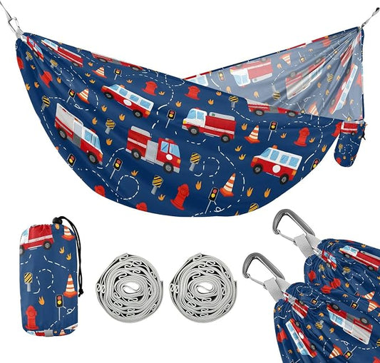 Camping Hammock Outdoor Hammocks for Outside Fire Truck Beach Trees Portable Lightweight with Pockets Tree Straps Indoor