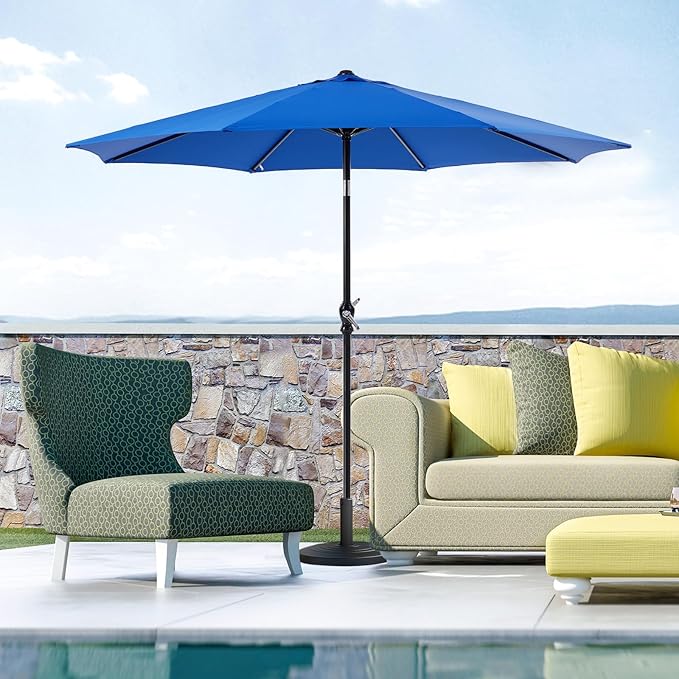 OLIXIS 9FT Patio Umbrella with Tilt and Crank Button & Sturdy Ribs Waterproof, 9Feet Patio Table Umbrella Perfect for Poolside, Terrace, Beach and Outdoor Restaurant