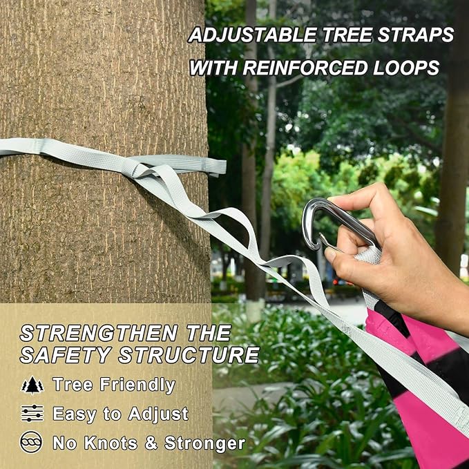 Purple and Black American Plaid 330lb Capacity Outdoor Hammocks with Tree Straps Indoor Hammock for Camping & Hiking Essential hamaca para adultos