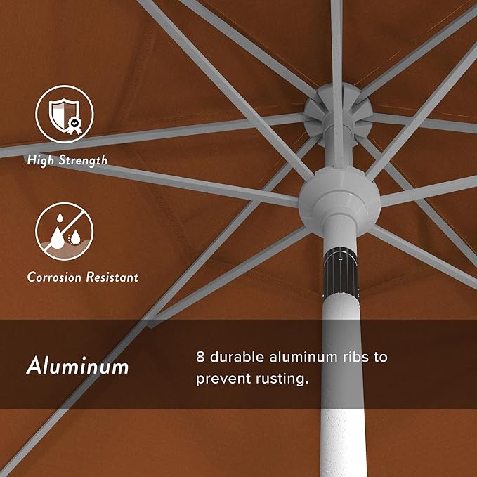 California Umbrella 7.5' Rd. Aluminum Patio Umbrella, Crank Lift, Collar Tilt, White