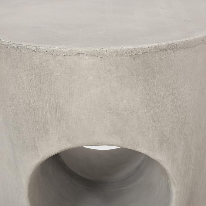 Patio Side Table, Round Concrete, Grey