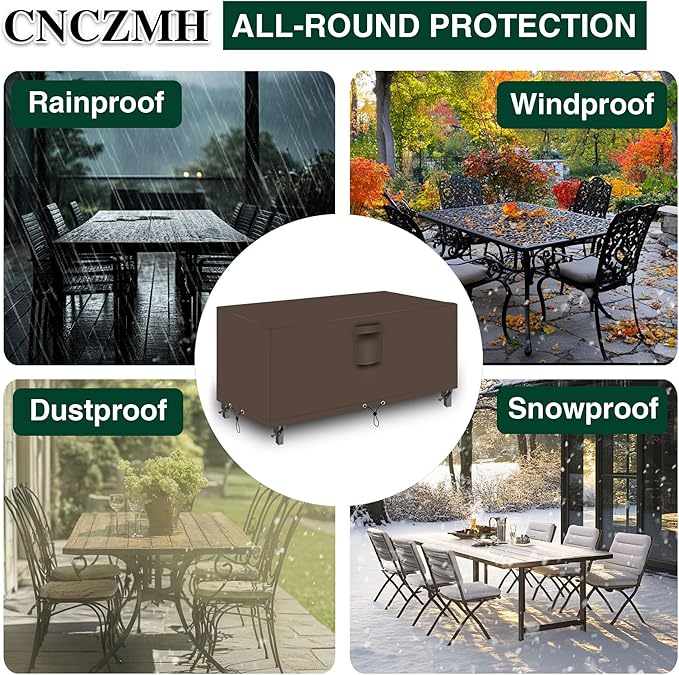 Heavy Duty Patio Furniture Covers Waterproof, 600D Outdoor Furniture Cover Waterproof for Sectional Sofa Couch, Outdoor Dining Table and Chair Set Covers 78''L x 62''W x 30''H, Brown